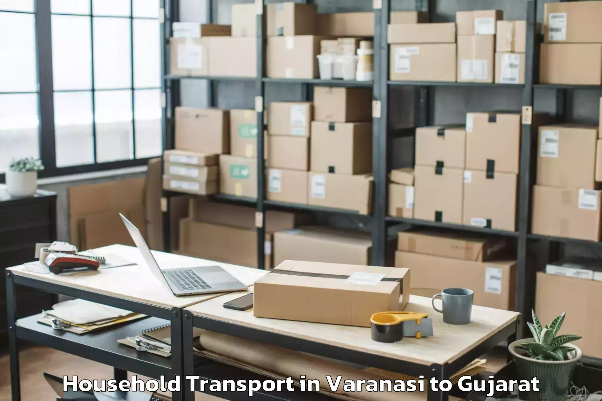 Book Varanasi to Gadhada Household Transport Online